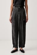 Pinko spodnie cargo damskie z cupro czarne high waist 106444 A3F8