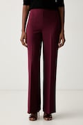 Twinset spodnie damskie z wiskozą bordowe high waist 262TT2421