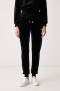 Guess pantaloni de trening pentru femei din velur AMALIA negri high waist V6BB11 K6304