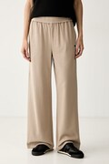 Karl Lagerfeld teplákové nohavice dámske s bavlnou IKON béžové high waist B3W10045