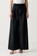 Karl Lagerfeld παντελόνι wide leg γυναικείο βαμβακερό μαύρο ψηλό B3W10084