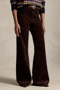 Polo Ralph Lauren spodnie flare damskie z bawełną brązowe high waist 211B17556