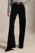 Polo Ralph Lauren spodnie flare damskie z bawełną czarne high waist 211B17556