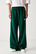 adidas spodnie straight damskie z bawełną Essentials zielone high waist KZ2083