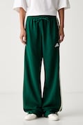 adidas spodnie straight damskie z bawełną Essentials zielone high waist KZ2083