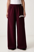 adidas spodnie dresowe damskie z bawełną Chenille Pack bordowe high waist KU0332