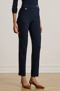 Lauren Ralph Lauren spodnie slim fit damskie z wiskozą granatowe regular waist 200B22288
