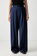 Kenzo spodnie wide leg damskie wełniane granatowe high waist FG62PA3149TV