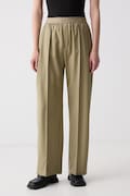 Kenzo spodnie wide leg damskie wełniane zielone high waist FG62PA3149TV