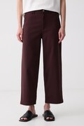 Marc O'Polo spodnie damskie z bawełną bordowe high waist 5000012165