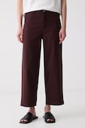 Marc O'Polo spodnie damskie z bawełną bordowe high waist 5000012165