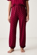 HUGO spodnie lounge damskie z bawełną FLOKKY_PANT czerwone high waist 50566682