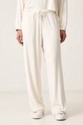 HUGO spodnie lounge damskie z wiskozą HUGO HEART PANT białe high waist 50566660