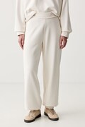 HUGO Blue spodnie dresowe damskie bawełniane Nuembrie_B beżowe high waist 50563984