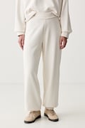 HUGO Blue spodnie dresowe damskie bawełniane Nuembrie_B beżowe high waist 50563984