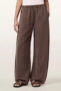 AllSaints spodnie wide leg damskie z dodatkiem lnu JETT brązowe high waist W070TE