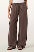 AllSaints spodnie wide leg damskie z dodatkiem lnu JETT brązowe high waist W070TE
