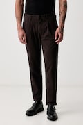 Marc O'Polo spodnie męskie z bawełną brązowe high waist 5000012030