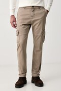 Aeronautica Militare spodnie cargo męskie bawełniane z elastanem beżowe regular waist PA1745UCT04396