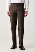 Lindbergh spodnie męskie z dodatkiem wełny brązowe regular waist 30.006904