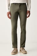 BOSS Orange spodnie chinos męskie bawełniane z elastanem Chino-Slim-2 zielone regular waist 50566715