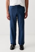 Les Deux spodnie męskie z lnem niebieskie regular waist 1001862