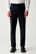 HUGO spodnie slim fit męskie wełniane Hogan263X granatowe regular waist 50569204