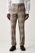 HUGO spodnie slim fit męskie wełniane Hogan263X brązowe regular waist 50569204