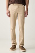 Hackett London spodnie chinos męskie bawełniane z elastanem beżowe regular waist HM2100068R