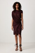 Rick Owens Lilies Ares sukienka gładka z wiskozy bordowa LI02F2563.RV
