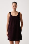 Lacoste sukienka sztruksowa bordowa gładka EF0344