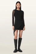 AllSaints rochie RILEY SL neagră înflorată W134DE