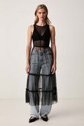 AllSaints sukienka rozkloszowana TERRA czarna w kropki W055DF
