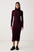 Tommy Jeans sukienka bawełniana z elastanem bordowa gładka DW0DW23320