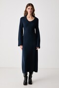 Tommy Hilfiger svetrové šaty s vlnou tmavomodré WW0WW52306