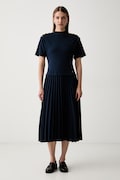 Tommy Hilfiger rochie evazată din bumbac bleumarin simplă WW0WW52224