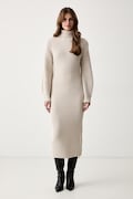 Armani Exchange rochie tricotată cu lână bej simplă XW002636 AF16604