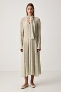 Trussardi sukienka rozkloszowana z wiskozy beżowa 7028A001893N