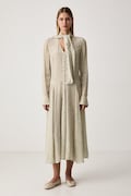 Trussardi sukienka rozkloszowana z wiskozy beżowa 7028A001893N