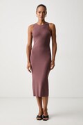 MM by Max Mara sukienka z wiskozą MMLVETUSTA brązowa gładka 2626326017600