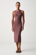 MM by Max Mara sukienka z wiskozą MMLVETUSTA brązowa gładka 2626326017600