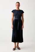 Weekend Max Mara sukienka rozkloszowana z lyocellem WKDGELA granatowa gładka 2625626021600