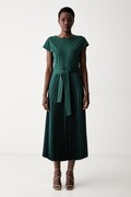 Weekend Max Mara sukienka rozkloszowana z lyocellem WKDGELA zielona gładka 2625626021600