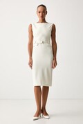 Pinko φόρεμα με βισκόζη μπεζ απλό 107265 A3DA