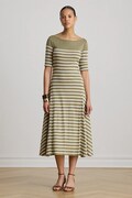 Lauren Ralph Lauren sukienka rozkloszowana bawełniana zielona w paski 200P13928
