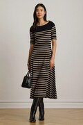 Lauren Ralph Lauren sukienka rozkloszowana bawełniana czarna w paski 200P13928