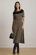 Lauren Ralph Lauren sukienka rozkloszowana bawełniana czarna w paski 200P13928