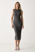 Karl Lagerfeld φόρεμα με βισκόζη γκρί απλό B3W13041