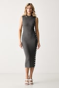 Karl Lagerfeld φόρεμα με βισκόζη γκρί απλό B3W13041