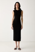 Karl Lagerfeld φόρεμα με βισκόζη μαύρο απλό B3W13041